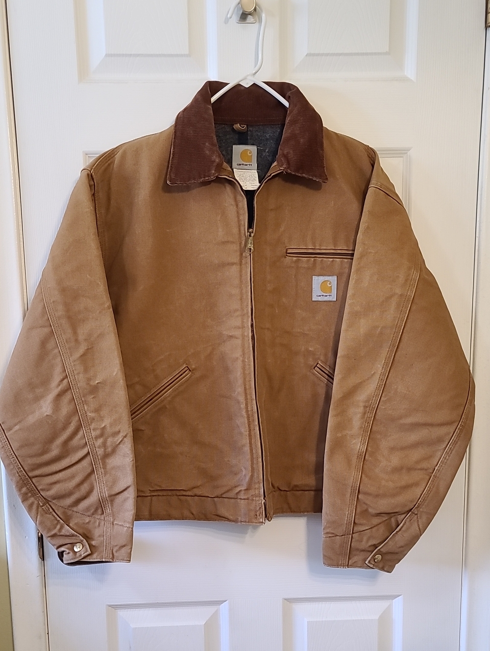 Vintage Carhartt Detroit J01 BRN Jacket Size 48 Regular Blanket Lined USA Canvas